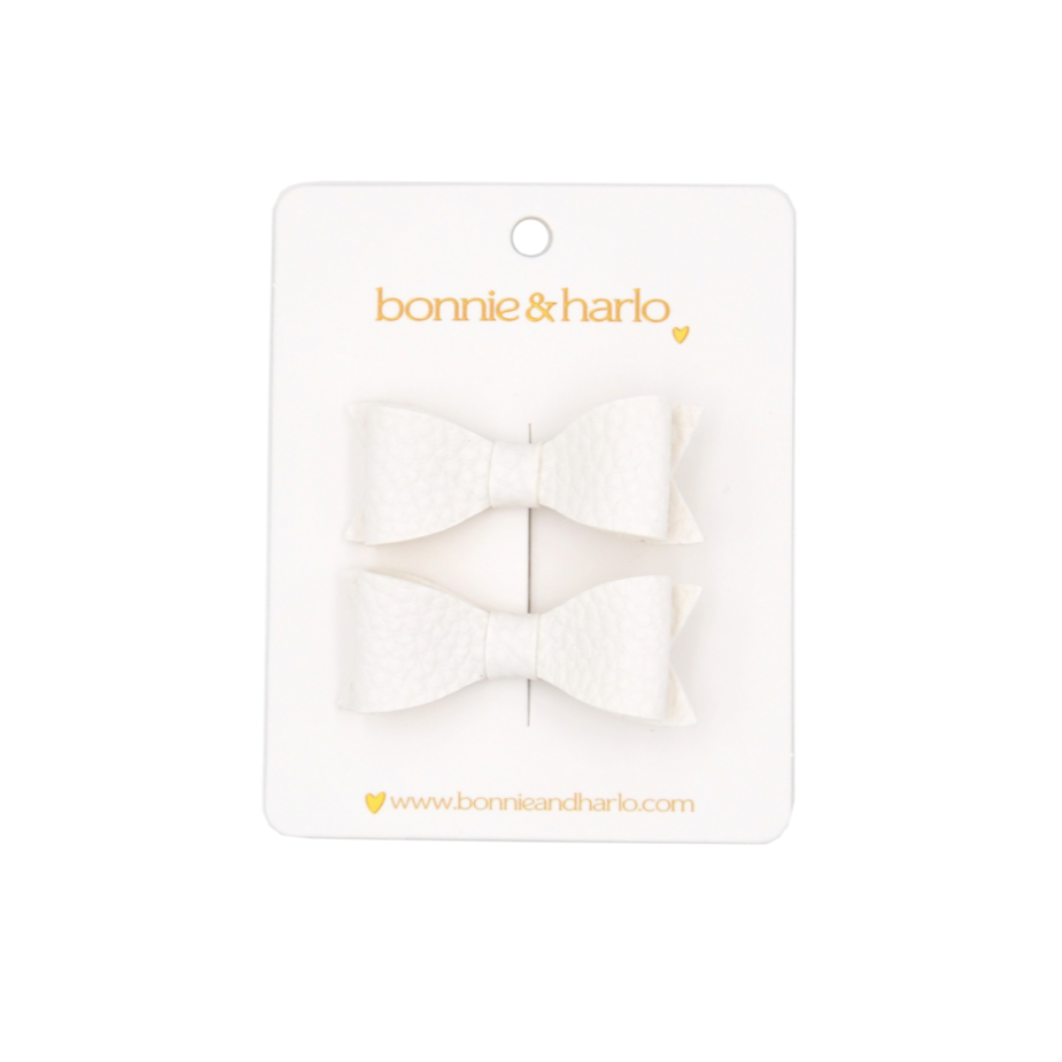 Mini Bow Clips | White