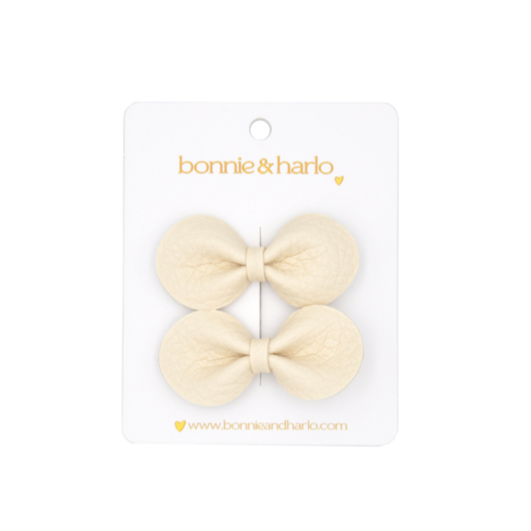 Round Bow Clips | Cream